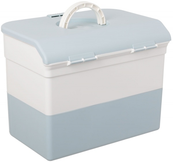 Органайзер для косметики многоуровневый с ящиками 32х20х25 см бело-голубой 