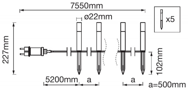Світильник садовий Ledvance SMART+ WIFI GARDEN 5 Pole mini 3,8 Вт IP65 нержавіюча сталь 