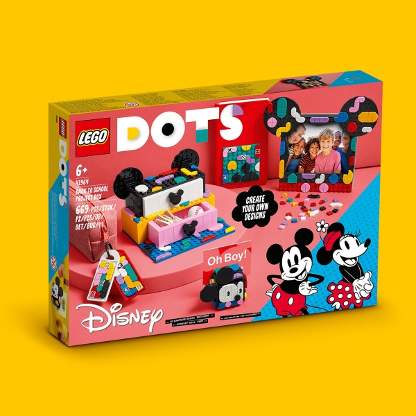 Конструктор LEGO DOTS Коробка «Знову до школи» з Міккі та Мінні Маусами 41964