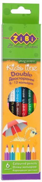 Олівці кольорові двосторонні Kids Line Double ZB.2460, 6 шт. ZiBi