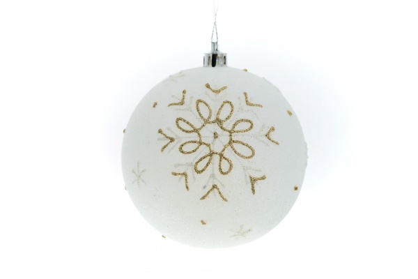 Куля новорічна Свято білий із золотистим