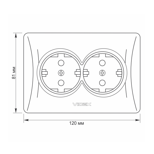Розетка двойная с заземлением Videx Binera IP20 черный графит VF-BNSK2G-BG