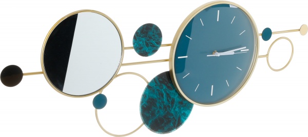 Годинник настінний металевий 40 см блакитний із чорним