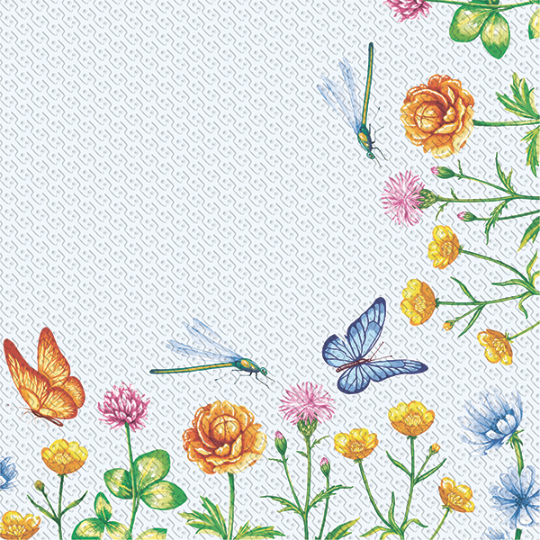Серветки столові Silken Квіти з метеликом 33х33 см 16 шт.
