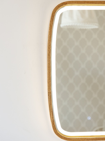 Зеркало со встроенной подсветкой Luxury Wood New Art Slim LED ясень темный 450x750 мм 