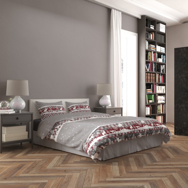 Комплект постельного белья Сказка евро бело-серый Rigel