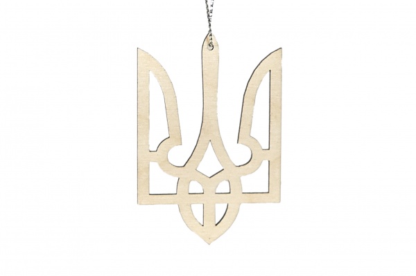 Підвіска дерев'яна Тризуб 4,5 см натуральний 1838