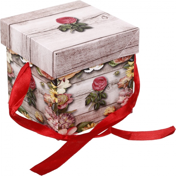 Коробка складная Цветы/сердца 10,8x10,8x10,8 см (EBXSS9850)