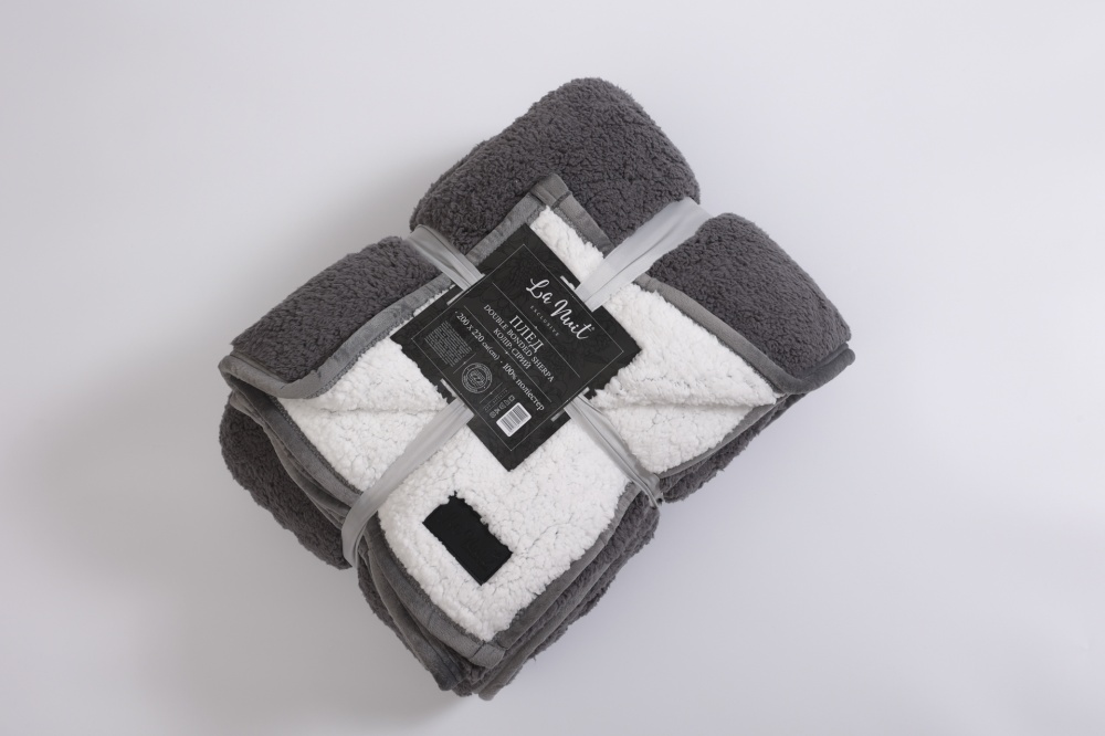 Плед Double Bonded Sherpa 200x220 см серый La Nuit
