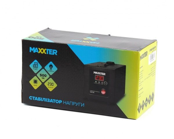 Стабілізатор напруги Maxxter 230 В, 500 ВА MX-AVR-E500-01