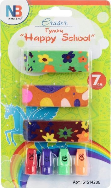 Набор ластиков Happy School 7 шт Nota Bene