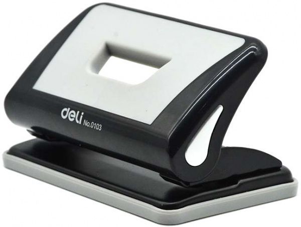 Діркопробивач із гумовими вставками 10 аркушів сірий Deli