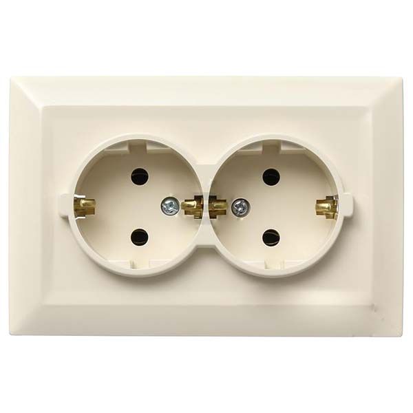 Розетка подвійна із заземленням Underprice Vesta кремова