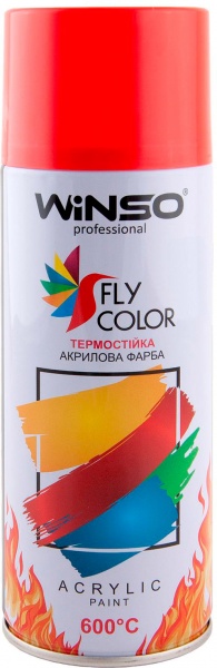 Краска высокотемпературная 600° багряно-красная (FLAME RED/RAL3000) WINSO 450 мл 880430