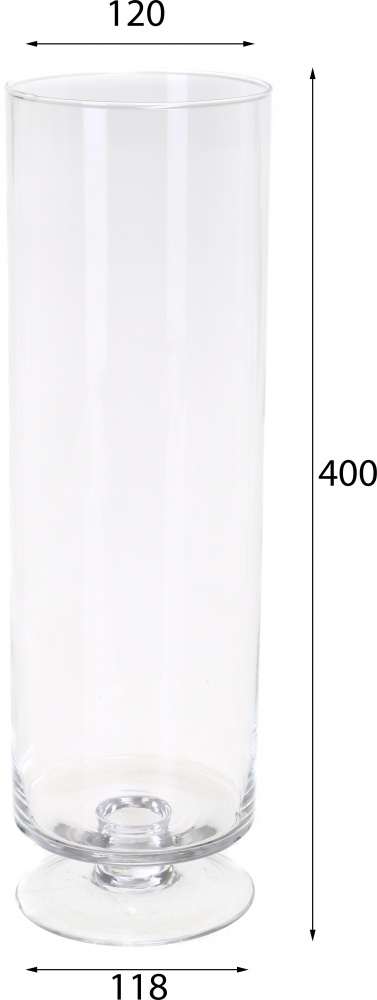 Ваза на ножке Цилиндр d12 25 см прозрачная 20110.3