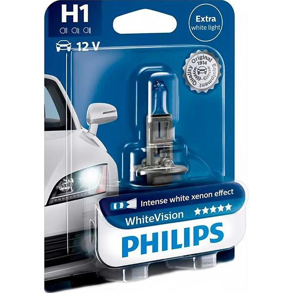 Лампа галогенна Philips WhiteVision (12258WHVB1) H1 P14.5s 12 В 55 Вт 1 шт