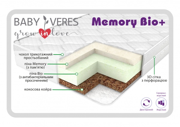 Матрац дитячий Memory Bio Baby Veres 60х120 см