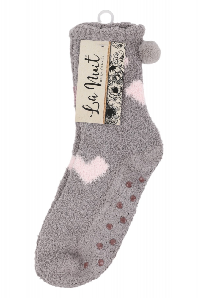 Носки женские La Nuit Home Сердечка р.one size светло-серый