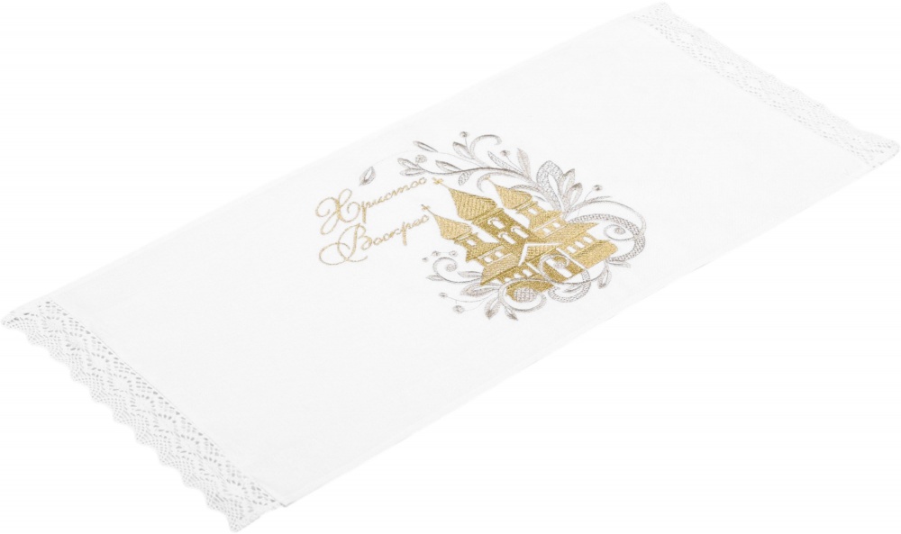 Рушник великодній 434-24/09 30x70 см Едельвіка білий із золотим