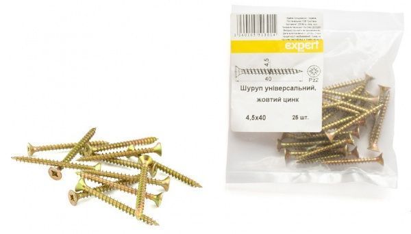 Шуруп універсальний потайна головка ЦЖ 4,5x40 мм 25 шт. жовтий Expert Fix