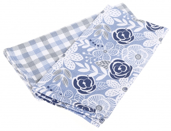 Набор полотенец кухонных вафельных Клеточка+цветы 2 шт. 169663 45x60 см в ассортименте Homeline 