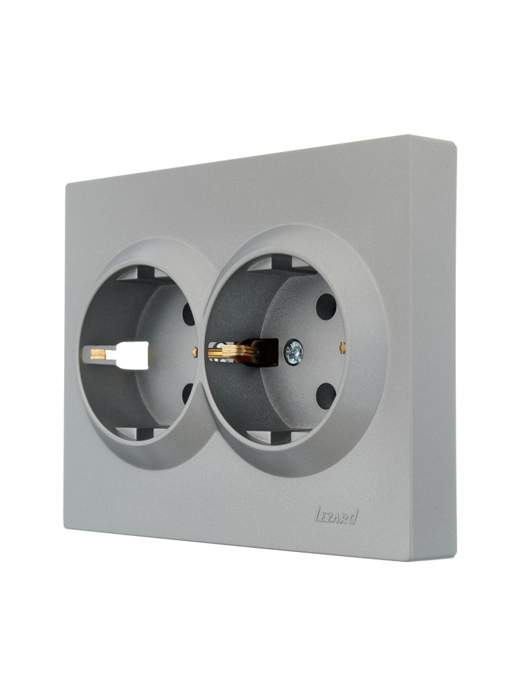 Розетка 2 із заземленням Lezard Vesna IP20 сірий 742-3500-127B