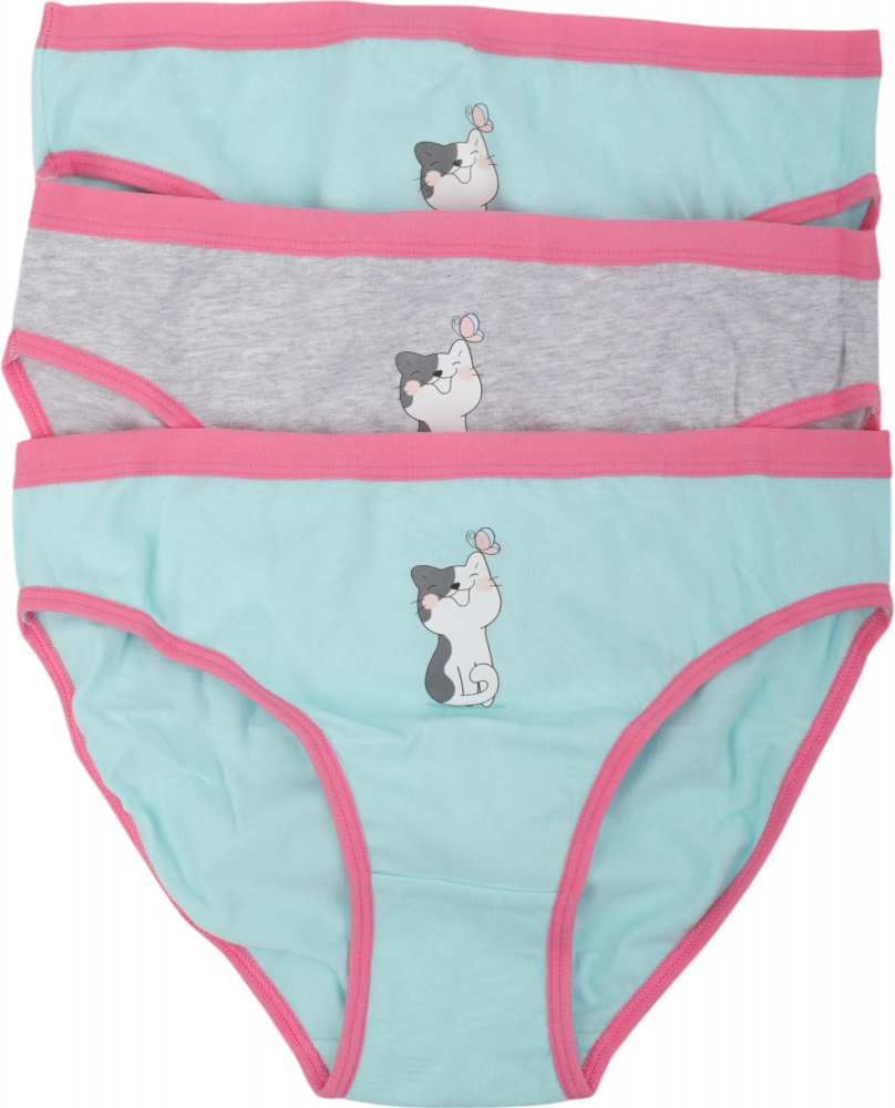 Набор трусов для девочек HW р.122-128 голубой/меланж A3-B3