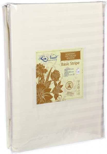Комплект постельного белья Basic Stripe 1,5 бежевый La Nuit