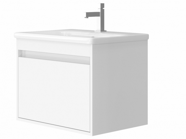 Тумба підвісна ЮВЕНТА Тумба Malta - 65 білий з умивальником Soft-65