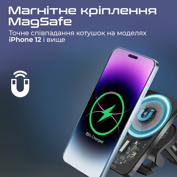 Автотримач LucidMount-15 W MagSafe Promate чорний