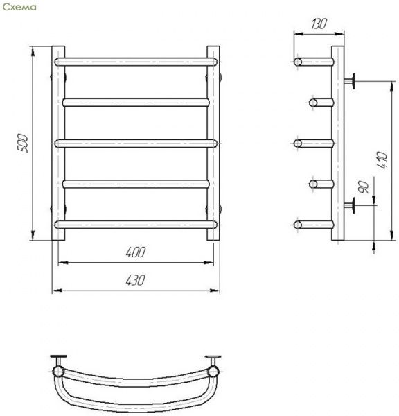 Рушникосушарка водяна Laris Євромікс П5 400 х 500 71207653