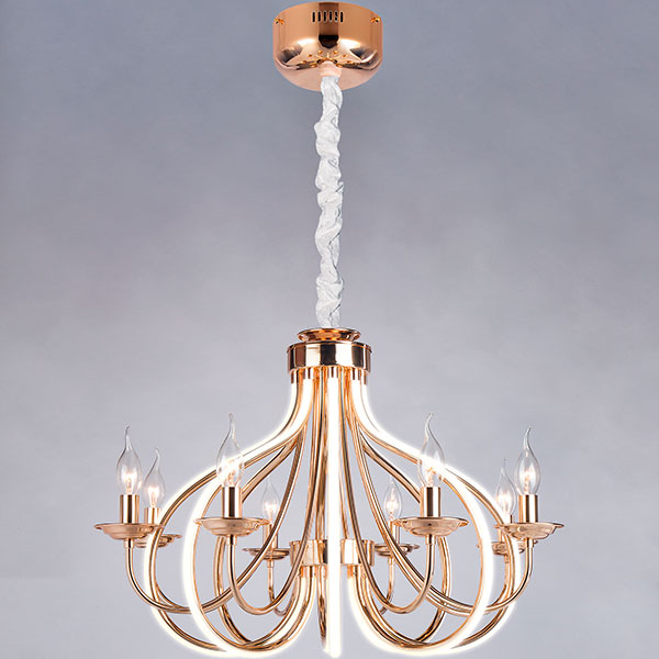 Люстра підвісна Strotskis Ariel пульт ДК LED 56 Вт 8x60 Вт E14 золото 420/8 