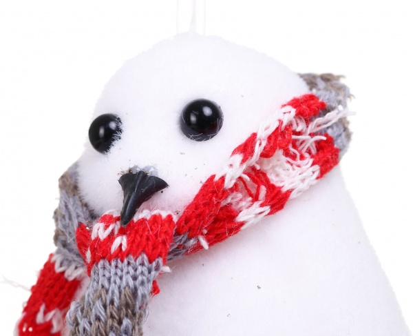 Декоративная подвеска Пингвин 11 см белый с красным NY21135