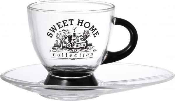Чашка с блюдцем Sweet Home 230 мл черная Glasmark