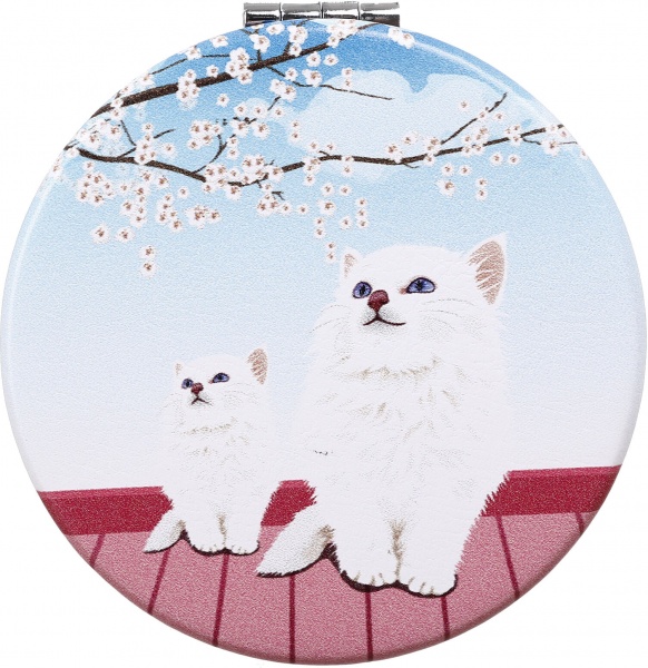 Зеркало карманное косметическое Лідер Канц Котик круглое 12 вариантов в ассортименте 