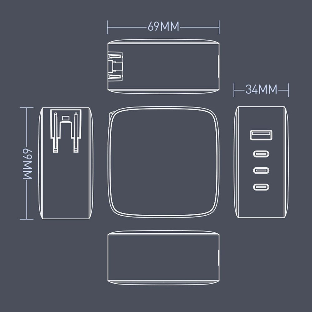 Сетевое зарядное устройство ColorWay Power Delivery GaN (USB-A + 3USB TYPE-C) (100W)