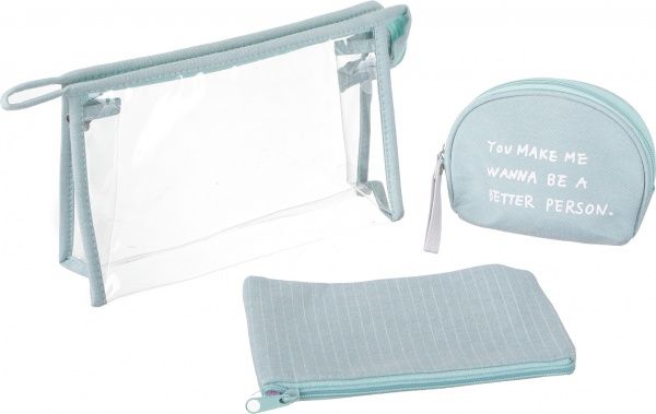 Набір косметичок Смужка 3 шт B10769 бірюзовий 