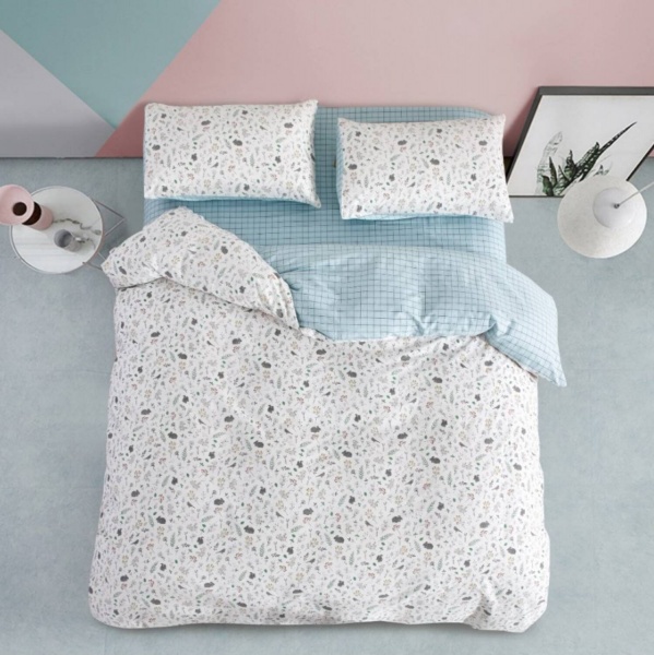 Комплект постельного белья Noto 2 белый с голубым La Nuit 