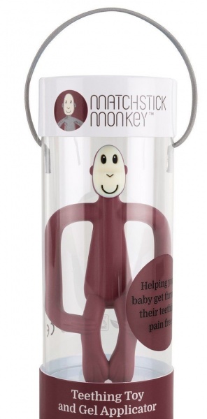 Прорезыватель Matchstick Monkey Обезьянка бордовая 10,5 см (MM-T-012)