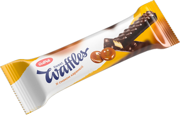 Конфеты Golpek вафельные глазированные Sweet waffles в форме стика со вкусом карамели 250 г 