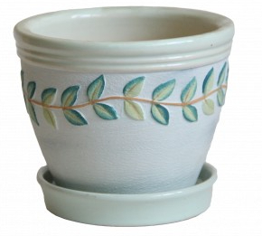 Горщик керамічний Оріана-Запоріжкераміка В`єтнамський набір № 312 круглий 1 л білий із малюнком (110-5-043)