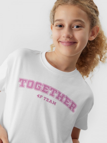 Футболка 4F TSHIRT F0820 4FJAW23TTSHF0820-10S р.152 білий