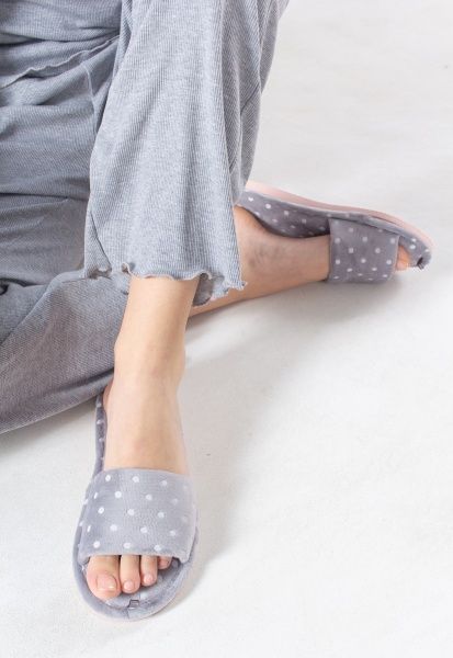 Капці домашні Twins HS-VL велюрові в горошок р. 36-37 сірий 