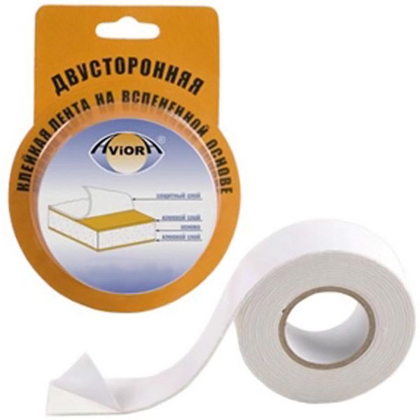 Лента двухсторонняя вспененная Aviora белая 9 мм 10 м