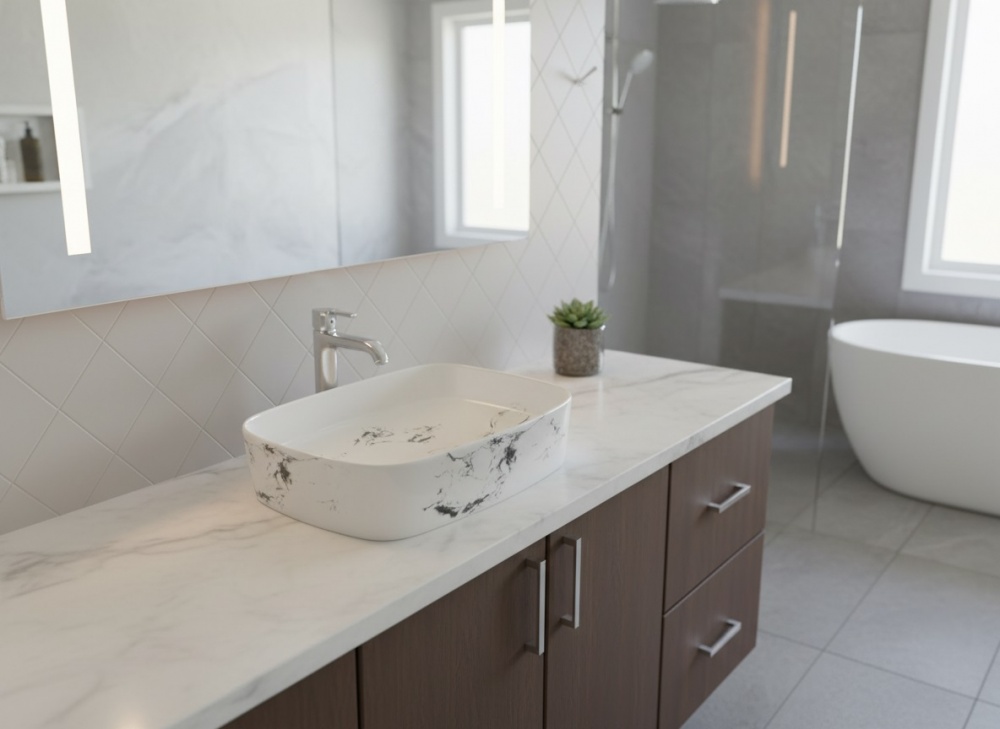 Умывальник Mixxen Montana белый-мрамор 50x37x13,5см MXWE0825CU