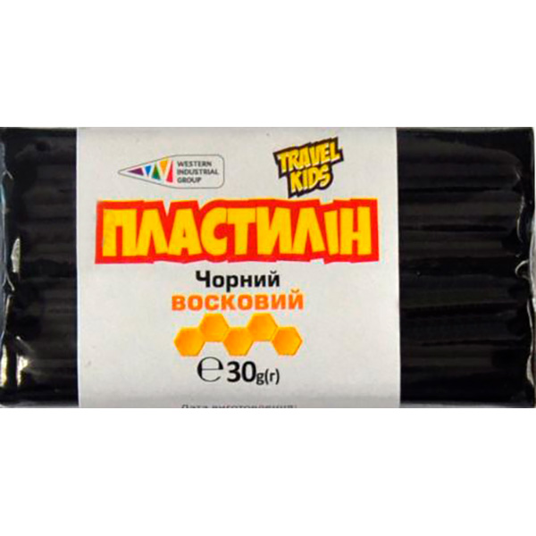 Пластилін восковий чорний TRAVEL KIDS 30 г Western Industrial Group