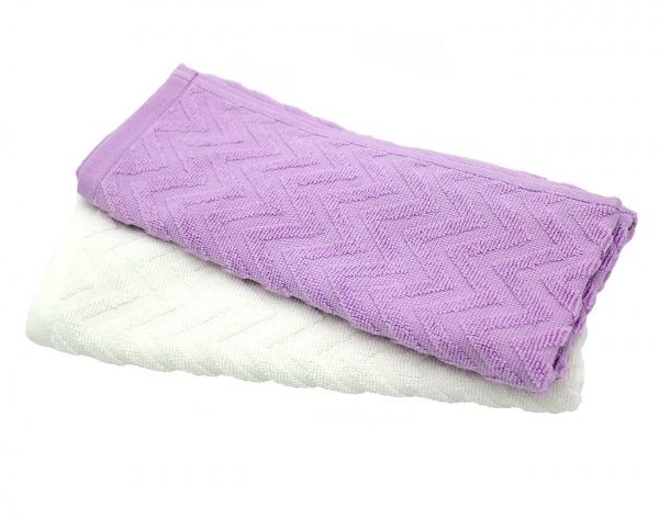 Набір рушників Зигзаги (2 шт.) 40x60 см молочний/ фіалковий Simi 