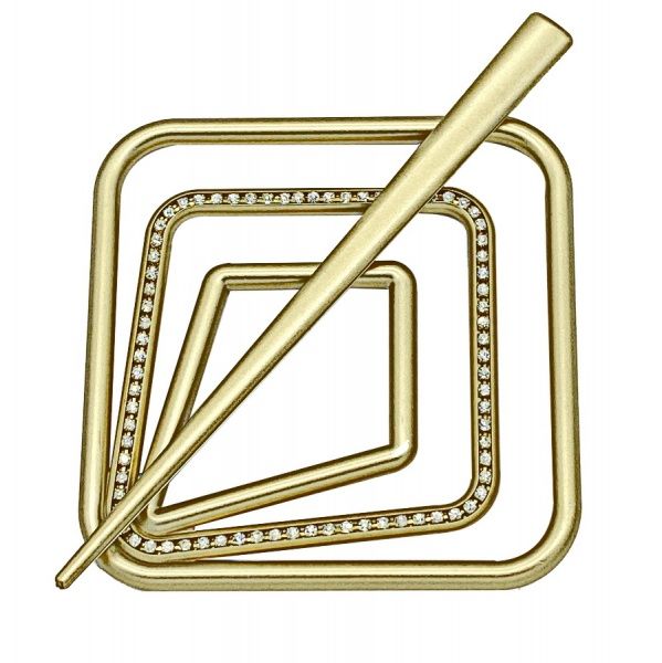 Заколка Квадрат Элит 85х85 мм золото В0021-3 MISLT