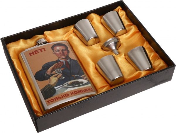 Подарочный набор Фляга, рюмки и воронка F-113