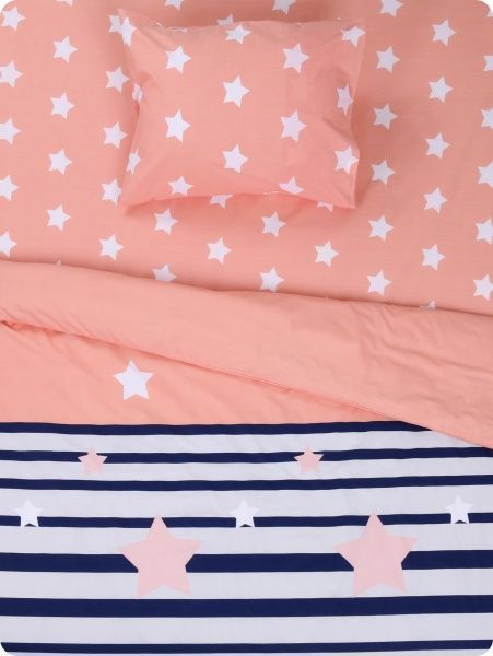 Комплект постільної білизни Зірки 1,5 кораловий 